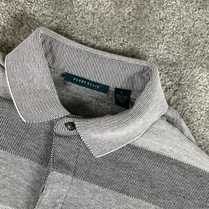 Perry Ellis Mens‎ Polo Shirt Gray Striped Short Sleeve Casual Top
